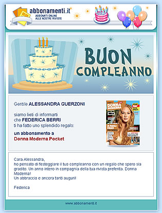 Esempio di personalizzazione E-card