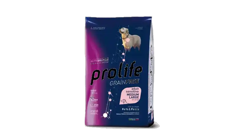 COVER Prolife Sensitive GRAIN FREE Medium Large con Maiale e Patate per Cani