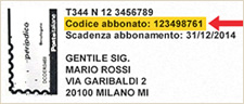 Etichetta codice abbonato